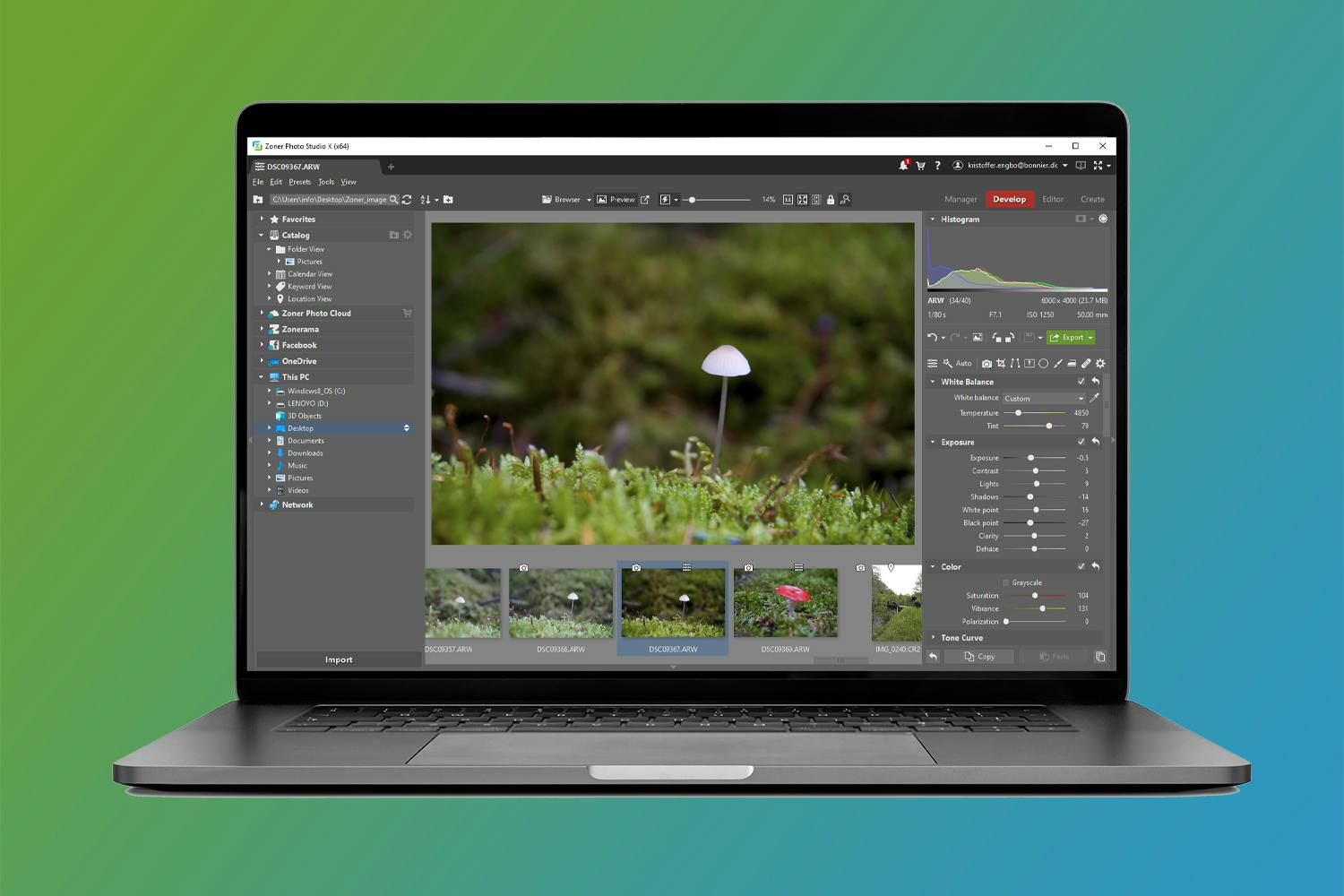 Zoner Photo Studio X på computerskærm